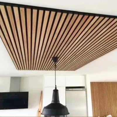 Tech Oak Walnut Veneer di legno Legno PET Assorbimento del rumore Pannelli di parete Legno Slat Pannello acustico